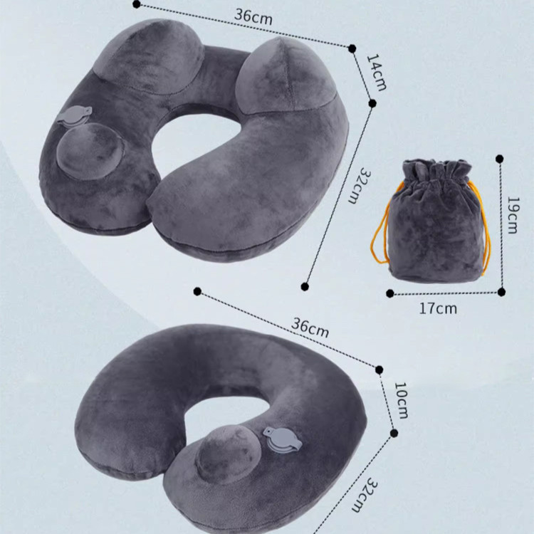 หมอนรองคอพกพาถอดซักได้/หมอนเป่าลมรูปตัว U แบบกดอัตโนมัติ/หมอนรองคอเป่าลมพกพา - รูปที่ 6