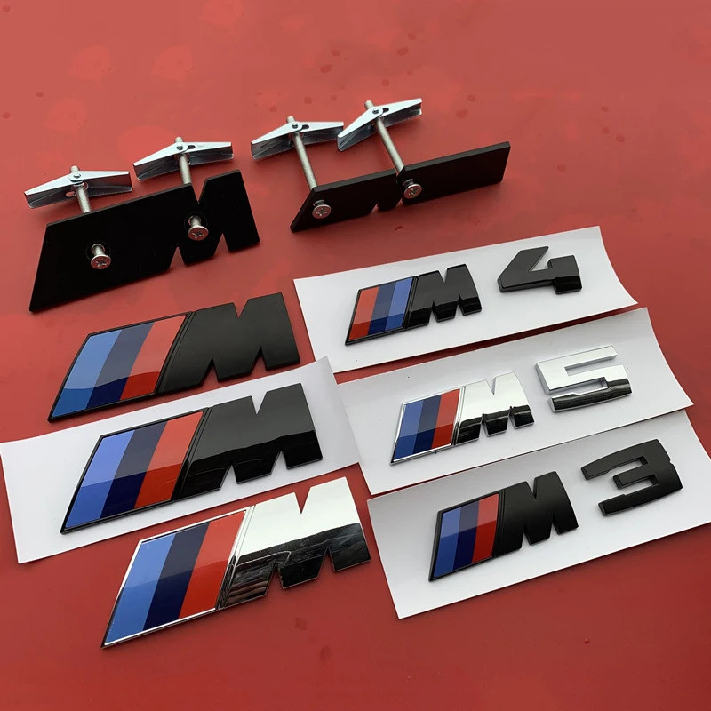 3D ABS Chrome Black M Sport Logo Car Front Grille Emblem Badge For BMW M1 M2 M3 M4 M5 M6 M7 M8 Autom