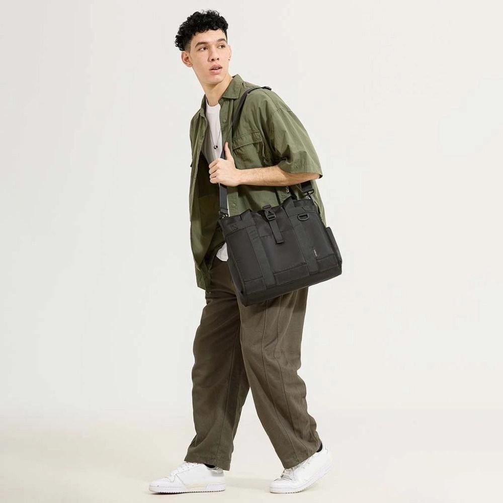 TWINKLE Oxford Briefcase,Multi-functional Solid Color Oxford Crossbody Bag, Stylish Waterproof Large Capacity Portable Men Handbag College Student - รูปที่ 4