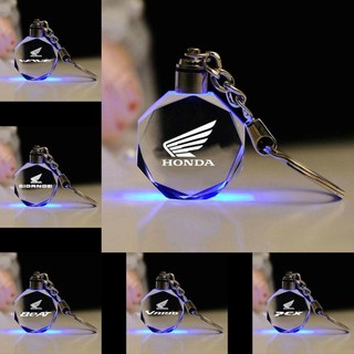 Motorcycle HONDA Key Chain LED Light 7Color Crystal KeyChain Customized Birthday Gift Keyring for HONDA PCX Beat WAVE GIORNO Vario CLICK FORZA MSX CBR Lead