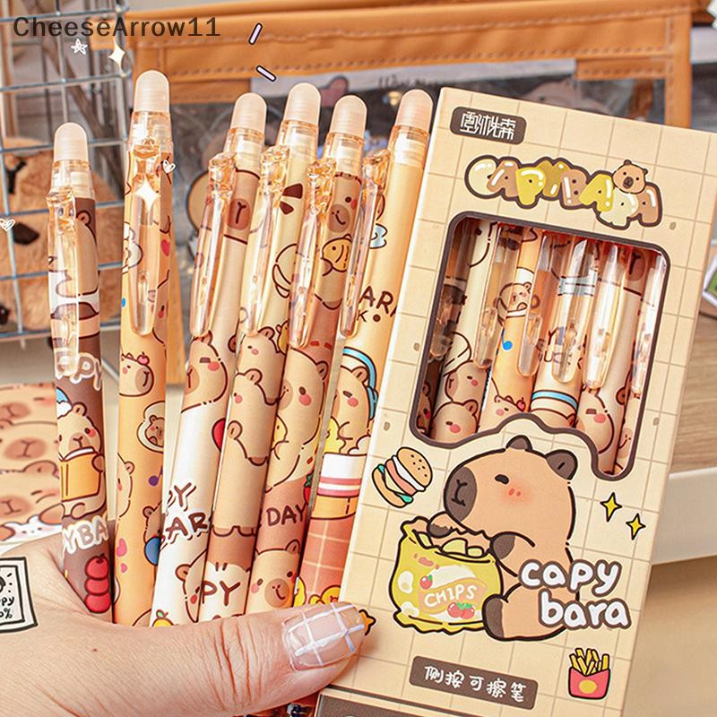 Che 6 ชิ้นน่ารัก Capybara ปากกาเจล Kawaii ชุดปากกา Quick-Drying Blue Erasable ปากกาสํานักงานอุปกรณ์การเรียน Kawaii ความงามเครื่องเขียน TH