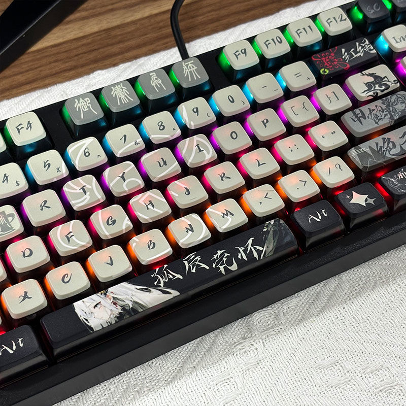 Genshin Impact Shenhe พุดดิ้ง Keycap SAX โปรไฟล์ 125 คีย์ PBT ห้าด้าน Dye Sublimation Raiden Shogun Hutao Mechanical Keycaps ส่วนบุคคล Creative ด้านล่างโปร่งแสง Keycaps