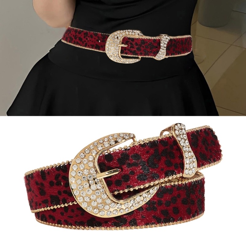 Super Waist Belt Stylish Hot Girl Leopard Print Belt Cowgirl Classical Beaded Belt