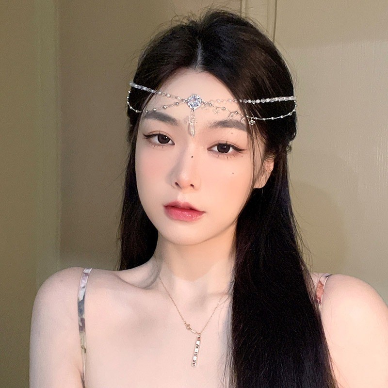 หน้าผากที่ละเอียดอ่อนจี้เครื่องประดับผ้าโพกศีรษะสําหรับผู้หญิงสาว