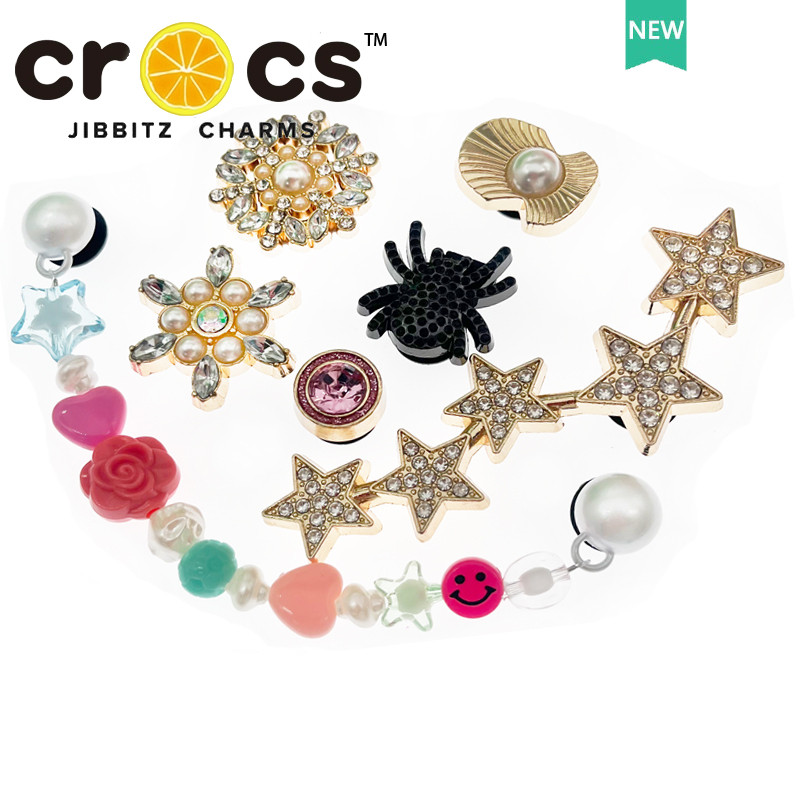 Jibbitz crocs ชาร์ม โลหะ หัวเข็มขัดรู อุปกรณ์เสริมรองเท้า เพชร มุก ตกแต่งหัวเข็มขัด จิ๊บบิท ตัวติดรองเท้า crocs