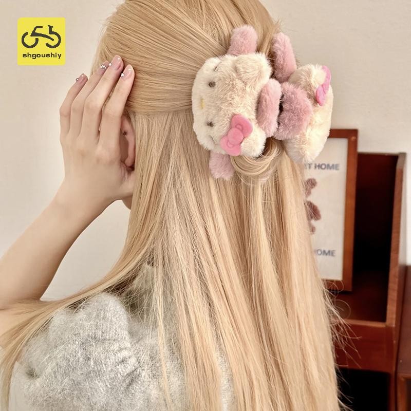 [Shgoushiy] Sanrio Hello Kitty Plush Shark คลิปอะนิเมะรูป Y2K สาวหวานอุปกรณ์เสริมผมการ์ตูน Kawaii Retro กิ๊บติดผมแฟนของขวัญ TH
