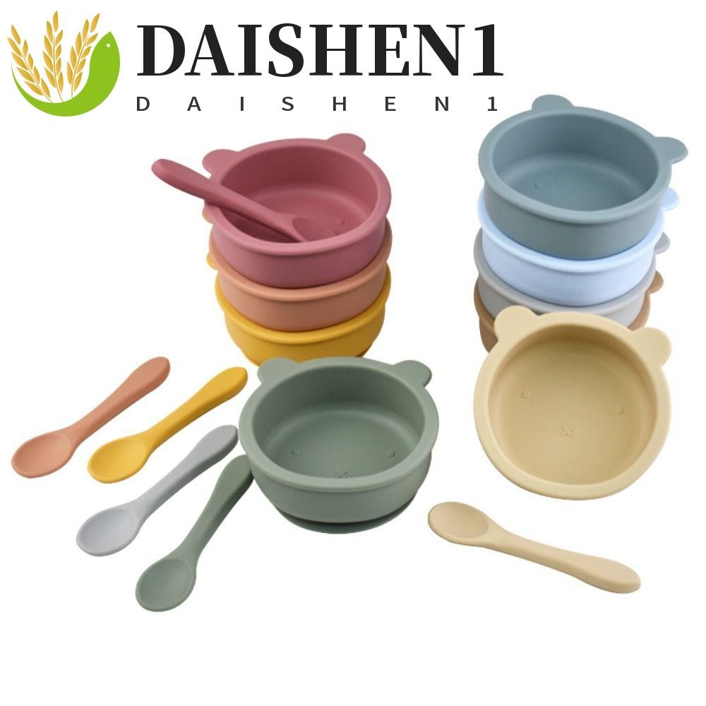Daishen1 ชามดูดซิลิโคน , แบบพกพากันน ้ ํา Feeding Tableware, Unbreakable หมีรูปยืดหยุ ่ นน ้ ําหนักเบาชามเด ็ กช ้ อนการเรียนรู ้ การกิน