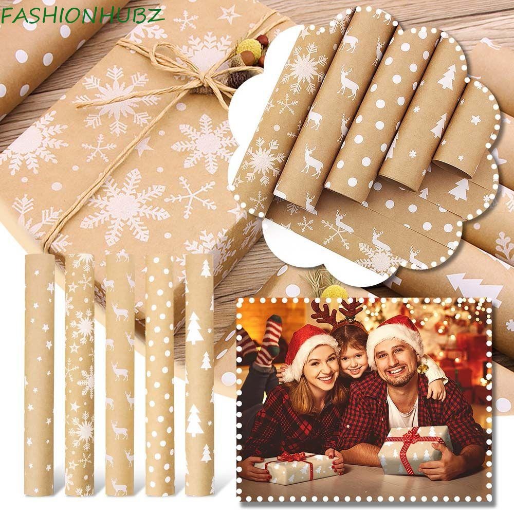 Fashionhubz กระดาษห่อของขวัญหัตถกรรม DIY กระดาษคราฟท์ต้นคริสต์มาสเกล็ดหิมะปีใหม่สมุดภาพ