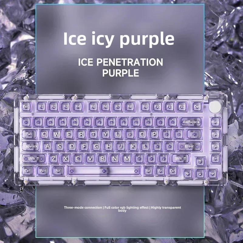 Monsgeek ICE75 3 โหมด 75% คีย์บอร์ดไร้สายโปร่งใส 82-Key Hot-swappable RGB Backlit Clear Gaming คีย์บอร์ดปะเก็น/Top Dual Mount สําหรับ Mac/Win