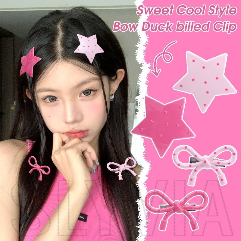 4ชิ้น/เซ็ตกิ๊บติดผมรูปดาว-แฟชั่น,หวานเย็น,สไตล์ อิน เกาหลี-แต่งตัวเครื่องประดับผม-กุทัณฑ์เป็ดบิลกิ๊บ-สําหรับสาวๆสวมใส่ทุกวัน
