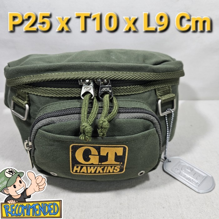 Gt Hawkins by ace Japan กระเป๋าสะพายข้างเอวดั้งเดิมสไตล์ทหารสีเขียวมะกอกกระเป๋าคาดเอว unisex