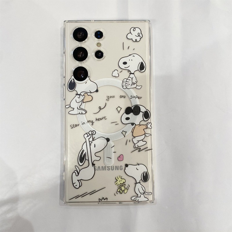 สําหรับ Samsung S24 Ultra A05 A05S A15 A35 A55 การ์ตูนแว่นตากันแดด Snoopy เคสโทรศัพท์สําหรับ Samsung S23 Plus S22 Ultra S21 FE หมายเหตุ 20 10 แม่เหล็กดึงดูดซิลิคอนสีดําฝาครอบ - รูปที่ 5