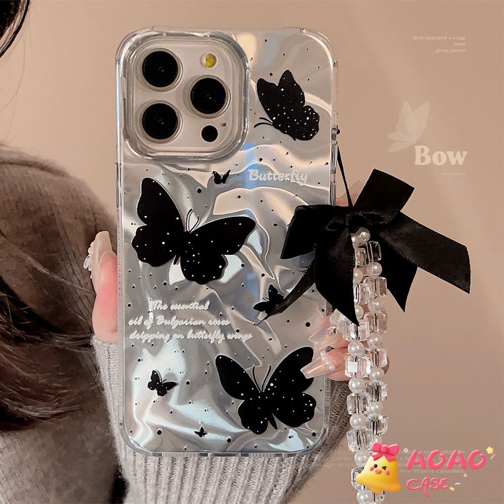 โรแมนติกแฟชั่นหวานสร้อยข้อมือระลอก เคสiPhone 15 11 16 13 12 14 Pro Max 7Plus XR 16Plus 16 7 8 15 Plus X XS Max SE 2022