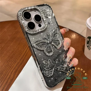 เคส iphone16 Diamond Glitter Butterfly เคสโทรศัพท์ iphone16 Pro Max 15 14 13 12 11 เคสสําหรับเคส iPhone ซิลิโคนนุ่ม TPU กันกระแทก