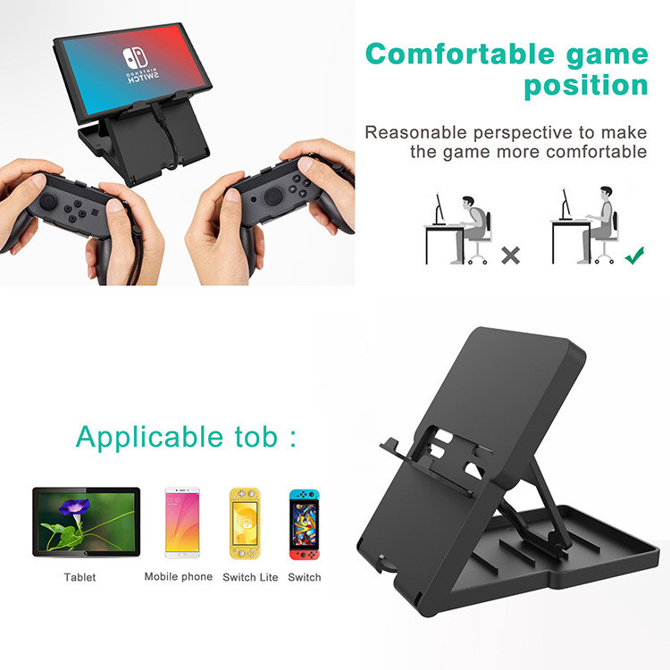 ที่วางขาตั้งสําหรับ Nintendo Switch, ขายึด Switch Lite, ขาตั้งเล่นขนาดกะทัดรัดแบบพกพาแบบพับได้แบบปรับได้สําหรับ Switch OLED