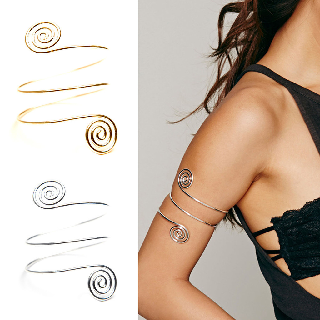 （คลังสินค้าไทย）1pc/1 คู่ Bohemian Arm Cuff เกินจริงสร้อยข้อมือเกลียว Armlet Retro Twisted ห่อปลอกแขนโลหะสําหรับผู้หญิง