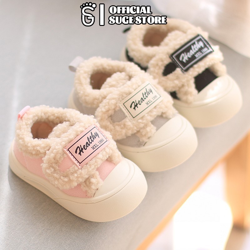 SUGE เด็กทารกเด็กหิมะรองเท้าฤดูหนาว Warm Plush ทารกรองเท้ากลางแจ้งรองเท้าสบายนุ่ม Soled เด็กรองเท้าผ้าฝ้าย