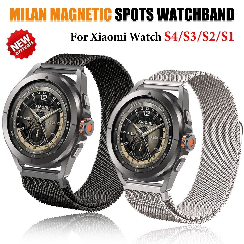 18/20/22mm Milanese ห่วงโลหะแม่เหล็กสําหรับ Xiaomi นาฬิกา S4/S3/S2/S1 สแตนเลสสตีลสร้อยข้อมือสําหรับ Huawei GT5 pro 41/42 มม.