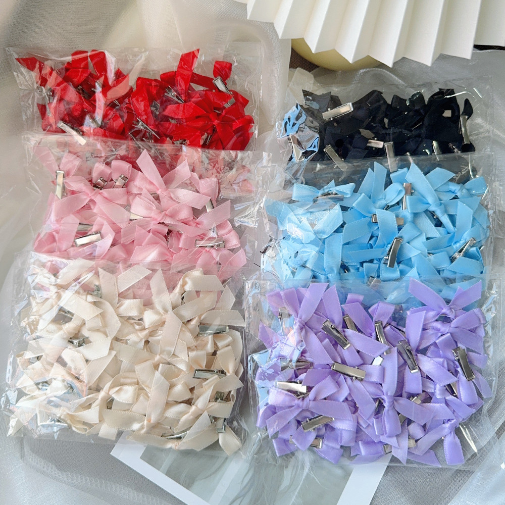 4/6/8ชิ้น เด็กหวานสีทึบมินิกุทัณฑ์กับกิ๊บเด็กสาวบัลเล่ต์สไตล์ริบบิ้นถักอุปกรณ์ผมขายส่ง
