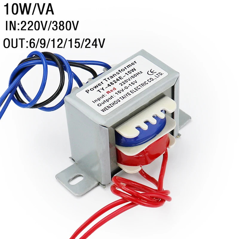 Autotransfor 10W/VA Power Transformer AC220V ถึง 6V 9V 15V 24V EI AC380V ถึง AC24V หม้อแปลงไฟฟ้าแรงด