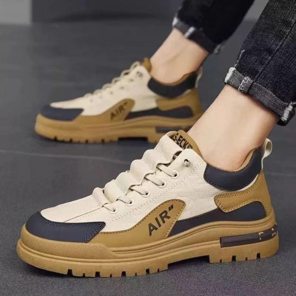 Niuyou Lace Up Board Shoes, PU Leather Platform รองเท้า Soled หนา, Lace Up สบายรองเท้าลําลองแบนกันลื่น