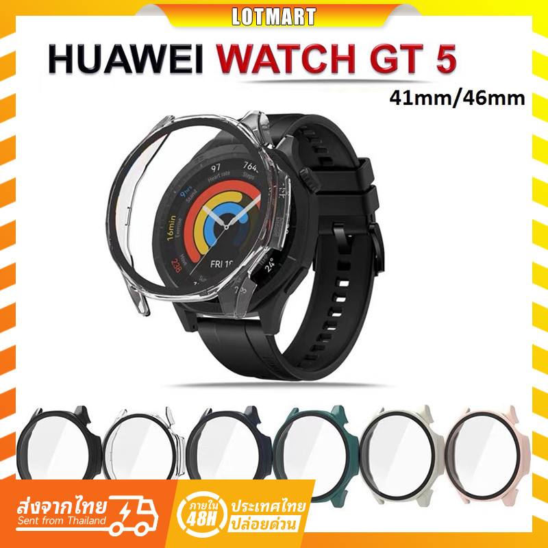 เคสพีซี + กระจกสําหรับนาฬิกา Huawei GT 5 41mm / 46mm สมาร์ทวอทช์ป้องกันหน้าจอเปลือกกันชนนาฬิกา Huawei GT5 ฝาครอบกรณี