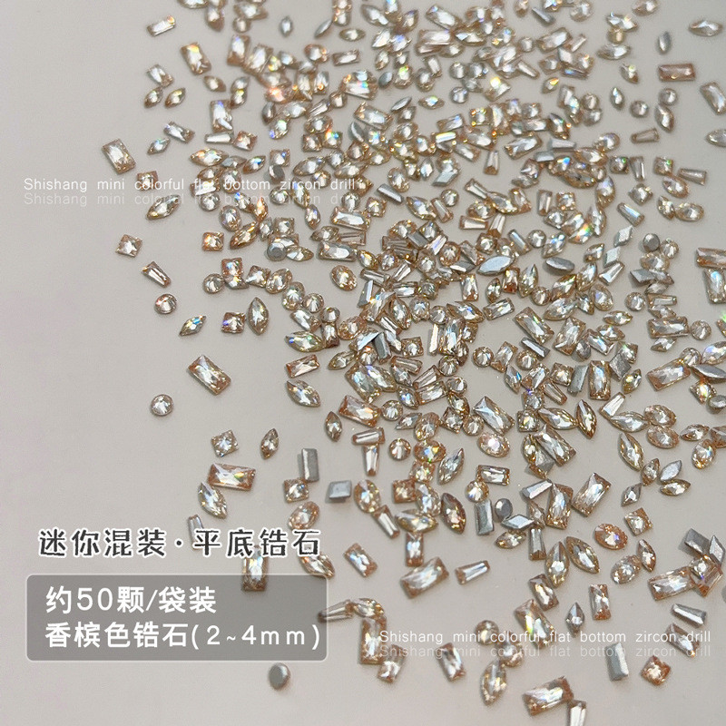 50 ชิ้นเพชรเพทายทรงเหลี่ยมฐานแบนคละขนาด ขนาดเล็ก รูปทรงมาร์คีส์ระยิบระยับ เพชรทรงแชมเปญสีขาวโปร่งแสง - รูปที่ 4