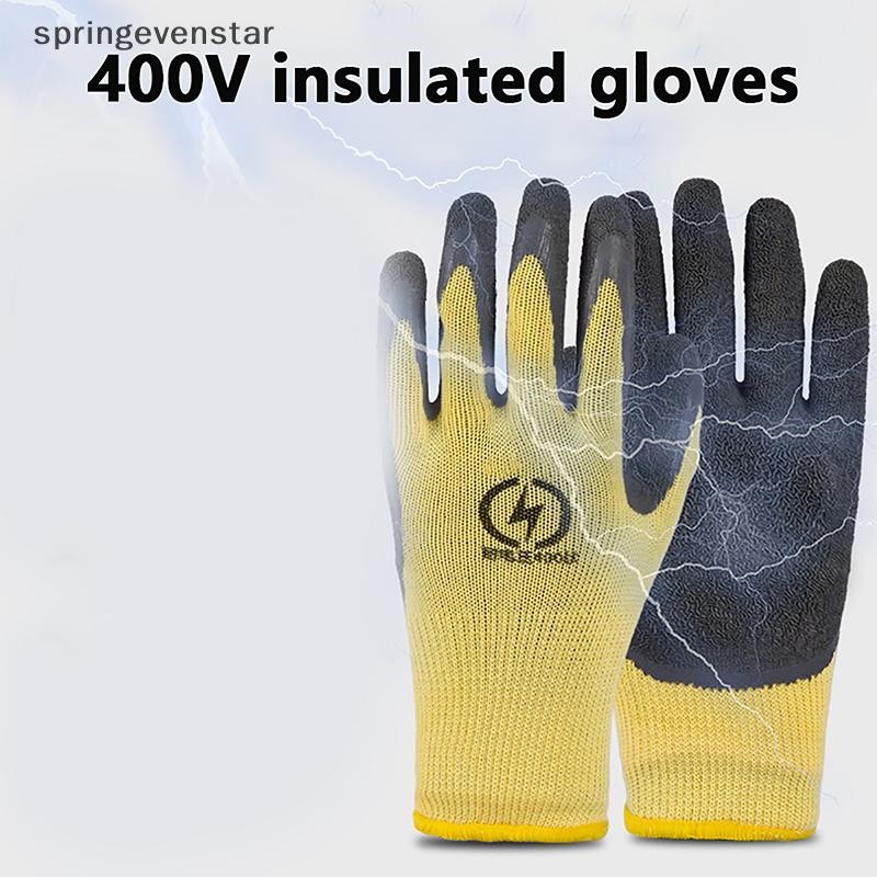 Springevenstar 1 คู่ 400v Insulag ถุงมือ Anti-electricity ความปลอดภัยถุงมือป้องกันยางช่างไฟฟ้าถุงมือทํางานเครื่องมือ Springevenstar