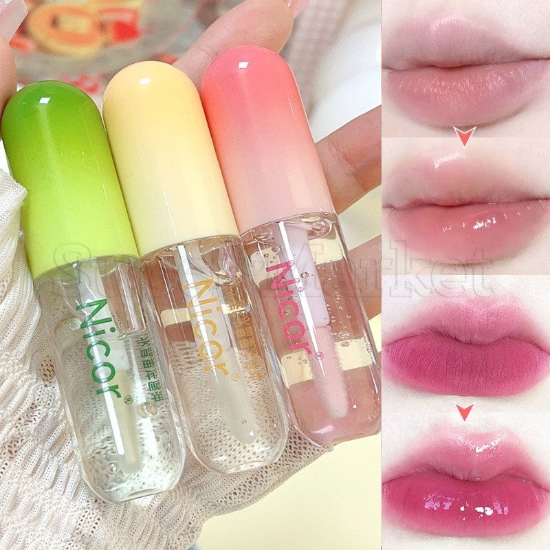 Nicor Vitamin E Lip Oil - Transparent Lip Balm - Lip Gloss - Lip Tint - Mirror Water Light, Removing