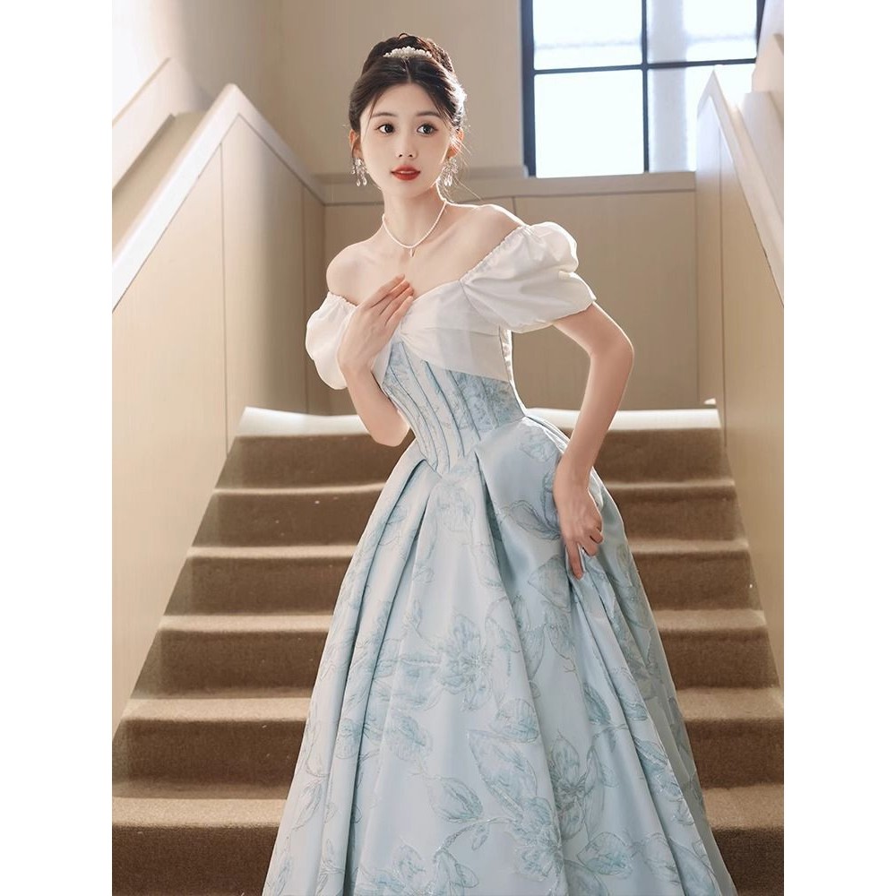 ชุดราตรีไหล่เดียว 2024 หญิง High-End จัดเลี้ยง Classy ชุด High-End หรูหรา Niche ฝรั่งเศสผู้ใหญ่ของขวัญ#24114