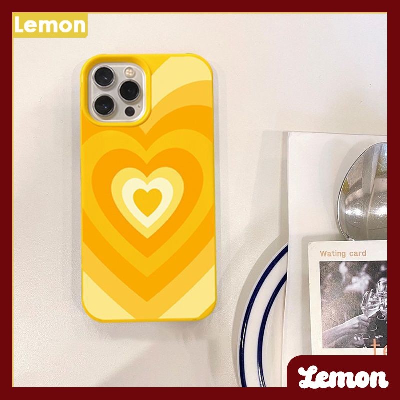 [Lemon] เคสโทรศัพท์มือถือ ลายหัวใจสีเหลืองแวววาว ขนาดเล็ก สําหรับ Iphone 14pro 14promax 13 13pro 13promax 11 12 12pro 12promax XR XSMAX 7P 8P MINI