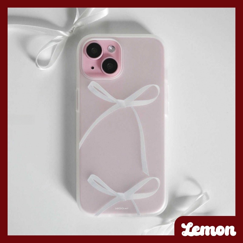 ริบบิ้นโบว์สีขาว Frosted Soft case สําหรับ iphone case 16promax 15 15promax 14promax 13pro 13promax 11 12promax