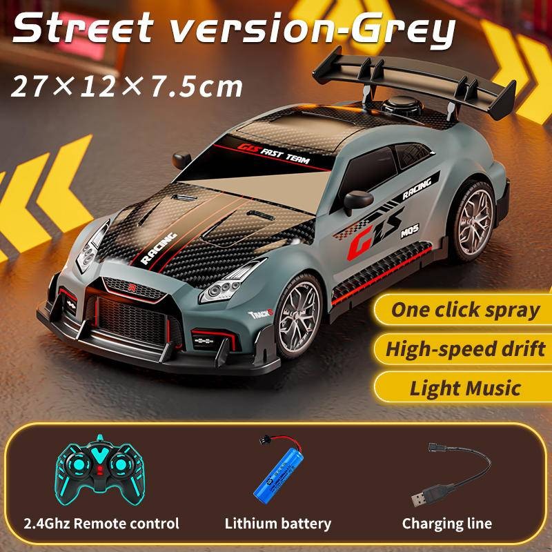 1/16 4WD RC สเปรย์ Drift Racing GT รถรีโมทคอนโทรลรถสปอร์ตความเร็วสูงเพลง LED Light สําหรับของเล่นเด็กคริสต์มาสของขวัญ