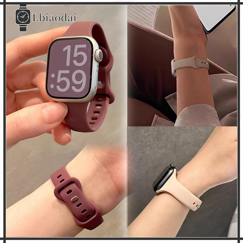 สายซิลิโคนบางเฉียบ for Apple Watch Ultra/SE 3 2 49mm 45mm 46mm 44mm 40mm 42mm 38mm IWatch Series 11 10 9 8 7 6