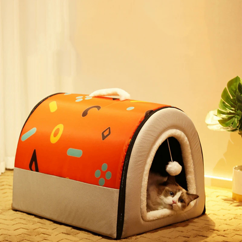 Dog Winter House Cold Weather Dog House With Flexible Fabric Door Cozy Puppy Bed House Detachable Wa