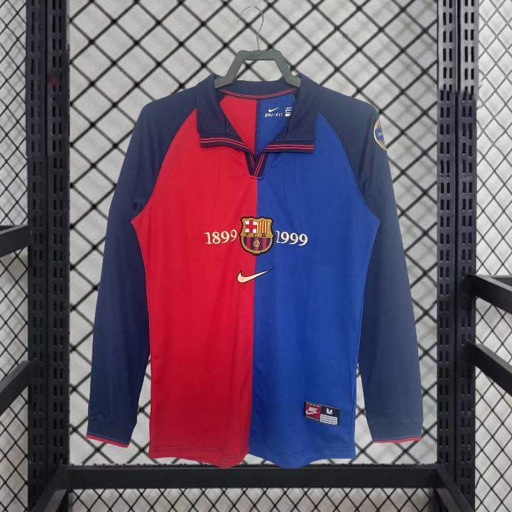 [Retro ]1899-1999 100th Anniversary Barcelona เสื้อฟุตบอล เสื้อฟุตบอลแขนยาว