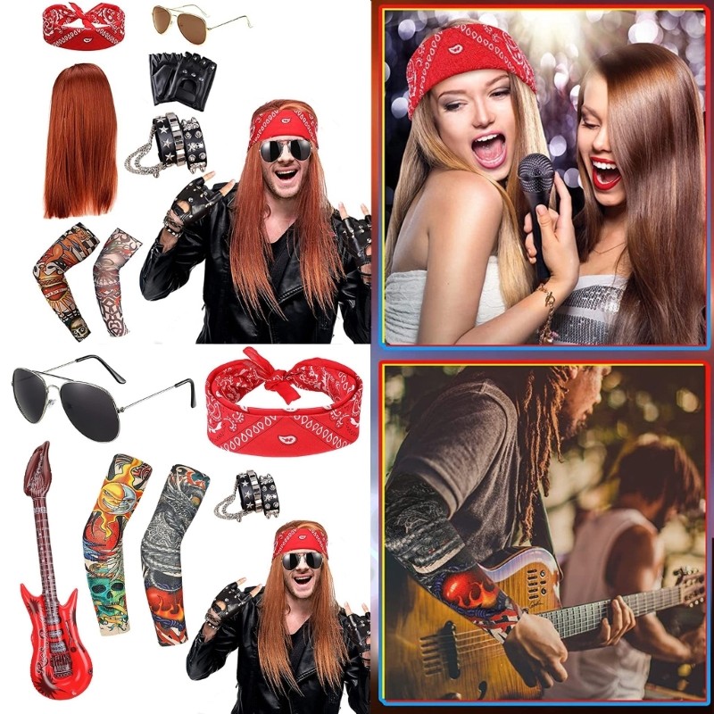 R* 4 5 6 7 Punk Rocker เครื่องแต่งกายชุด 80s คอสเพลย์ฮาโลวีน Party Props ชุดดิสโก้