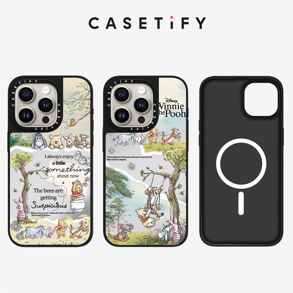 กระจกแม่เหล็ก Winnie the Pooh และเพื่อนของเขา Anti fall เคสโทรศัพท์สําหรับ IPhone 16 ProMax 16Pro 15ProMax 15 16 14 13 12 11 Pro Max Case ห่อกันกระแทกด้านหลัง ฝาครอบอะคริลิค