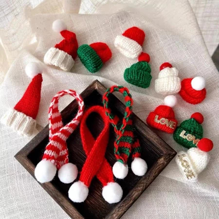 Creative Xmas Mini ผ้าพันคอซานตาคลอสถักหมวกน่ารักคริสต์มาสผ้าพันคอผ้าพันคอหมวกขวดหัตถกรรม