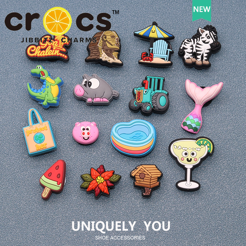 Jibbitz crocs charms รองเท้าหัวเข็มขัดรองเท้าอุปกรณ์เสริมน่ารักการ์ตูนสัตว์ Zebra ไดโนเสาร์แฟชั่นรองเท้าอุปกรณ์เสริม