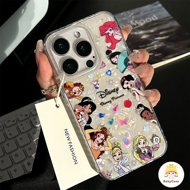 เคสไอโฟน 15 13 สำหรับ iPhone 11 16 14 15 13 12 Pro Max 7 8 16 15 14 Plus XR X XS Max ปกอ่อนลายเจ้าหญิงดิสนีย์สุดน่ารัก