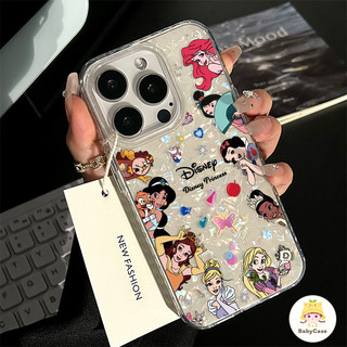 เคสไอโฟน 15 13 สำหรับ iPhone 11 16 14 15 13 12 Pro Max 7 8 16 15 14 Plus XR X XS Max ปกอ่อนลายเจ้าหญิงดิสนีย์สุดน่ารัก