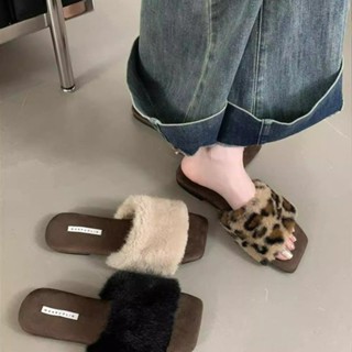 รองเท้าแตะผู้หญิงรองเท้าแตะลำลองหนังนิ่มเปิดส้นแฟชั่นเกาหลีไ…