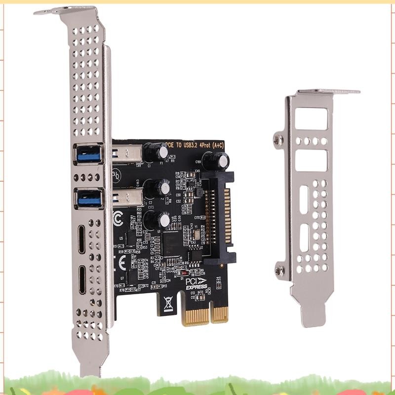 Super PCI การ์ดขยาย PCIE การ์ด 4 พอร์ต (Type-C+A) การ์ดขยาย USB 3.2 5Gbps ความเร็วสูง Hub แฮนด์ฟรีสําหรับคอมพิวเตอร์เดสก์ท็อป