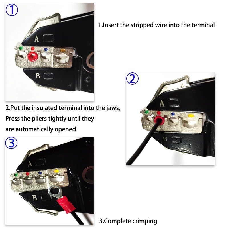 【waomenn_】ชุดคีมย้ำหางปลา สลิปต่อสาย แบบเปลี่ยนหัวได้ 5 แบบ CRIMPING PLIERS KIT/9CQK - รูปที่ 6