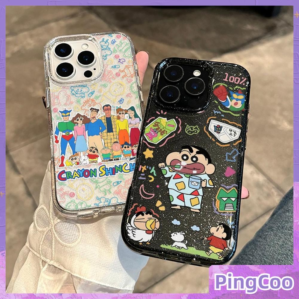 Pingcoo - เคส iPhone 16 Pro Max iPhone 11 เคสใสแบบแวววาว TPU นุ่มสีสันสดใส น่ารัก ครอบครัวสุขสันต์ Compatible iPhone15 Pro max 14 13 12 Pro max XS XR 7 Plus 8 Plus
