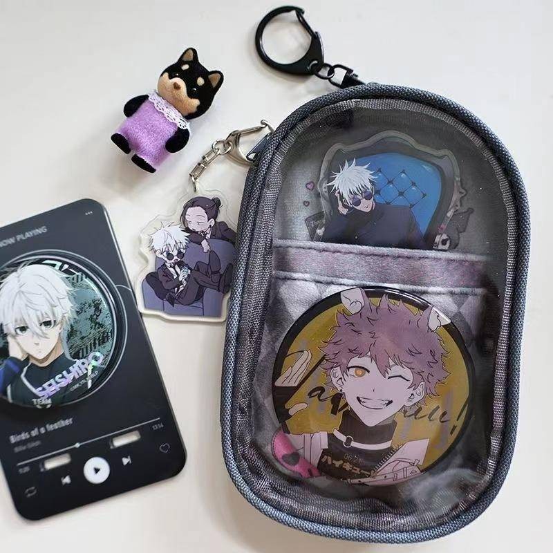 Sanrio Badge Itabag อะนิเมะ Kawaii อะคริลิครูปขาตั้งกระเป๋าถือจี้น่ารัก Cinnamoroll Kuromi My Melody กระเป๋า Pvc Jujutsu Kaisen Haikyuu สีฟ้าล็อค Bungo Stray Dogs