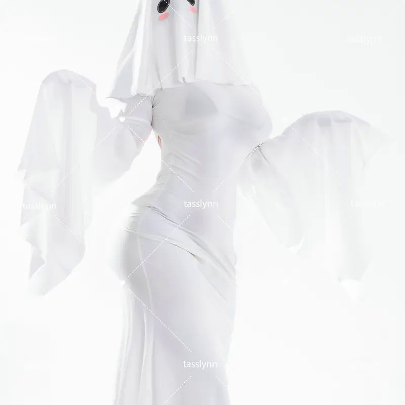 Mn  Female Ghost Cosplay Costume Halloween Scare Face Cape Scream Costume Adult Fancy Dress Hallowee