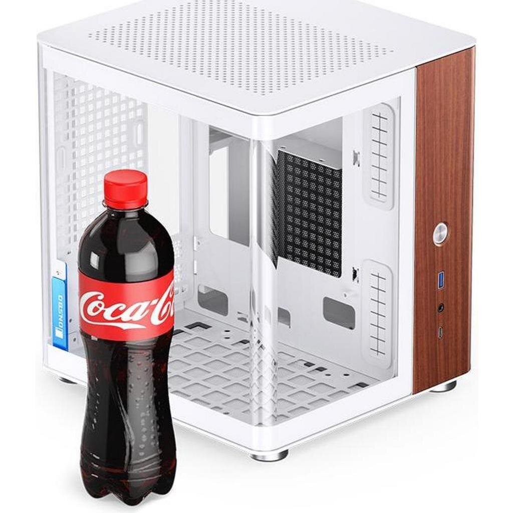 Jonsbo TK-0 White **แถมพัดลม 92mm ARGB x2** iTX Dual-Curved Glass Mini-Tower Case