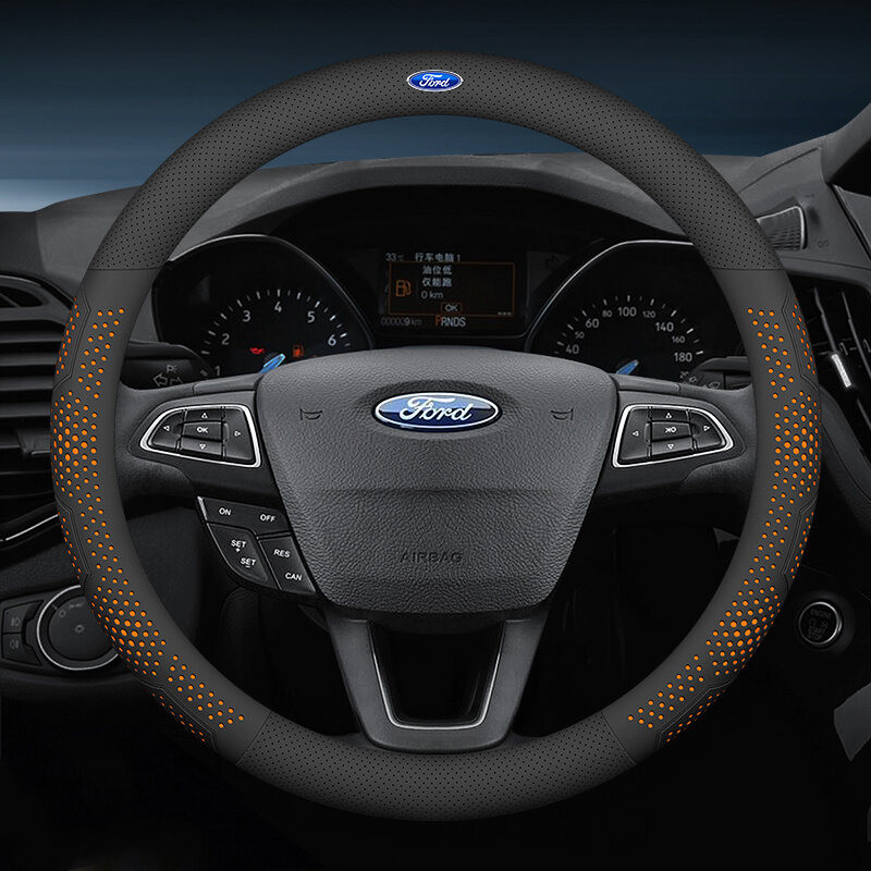 รถultrathinพวงมาลัย,หนังultra-thin Anti Slipและดูดซับเหงื่อสําหรับFord Fiesta Ranger T6 T7 T8 T9 Focus Everest Territory EcosportCar Universalพวงมาลัย